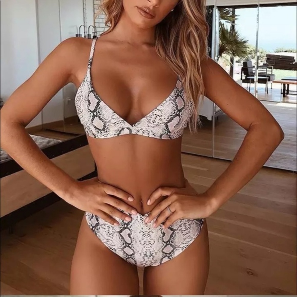 SALE. HIGH WAIST SNAKESKIN BIKINI SWIMSUIT - Picture 2 of 6